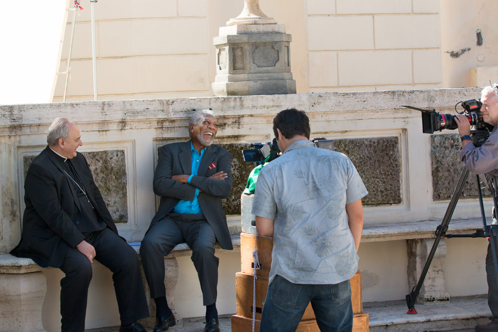The Story of God with Morgan Freeman filming in Italy (Photo credit National Geographic Channels)